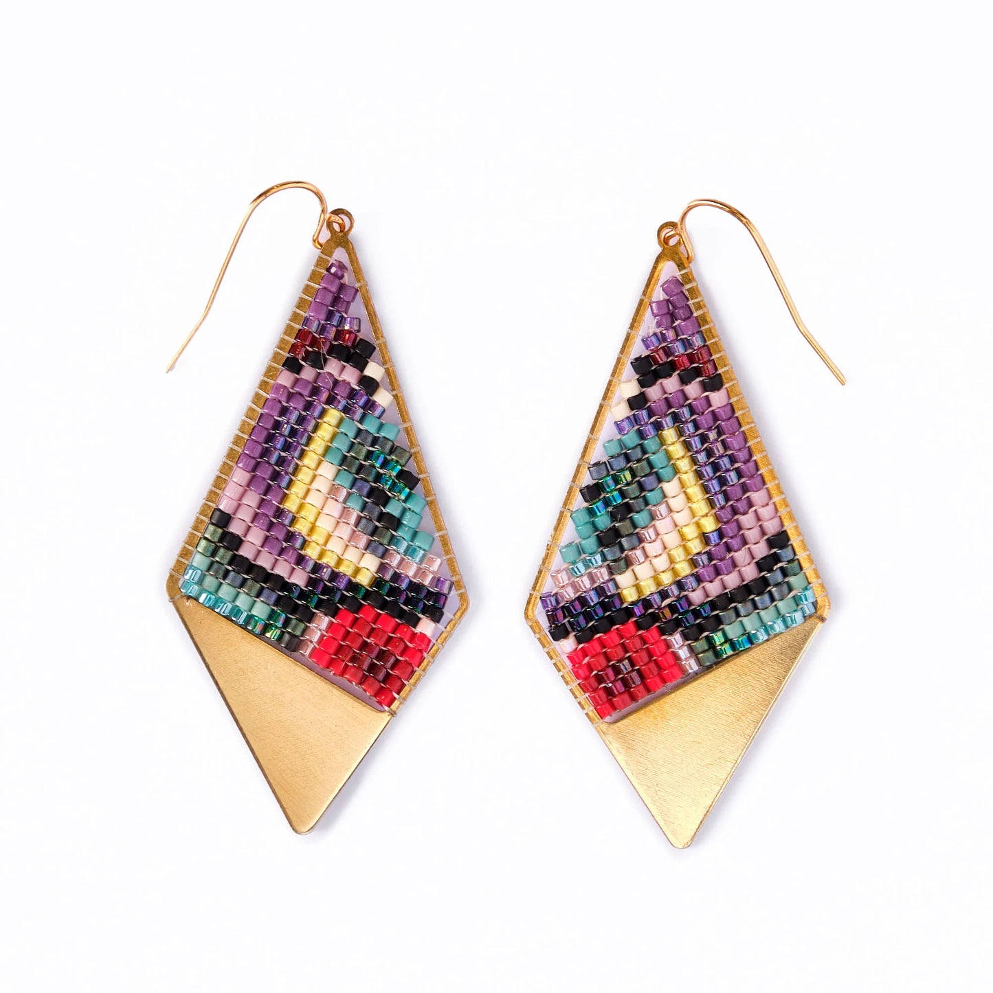 Red and purple Kaleidoscope Kite Red Purple statement earrings for colorful everyday outfits