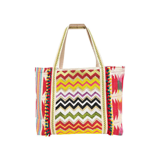 Vibrant Chevron Beaded Tote Bag