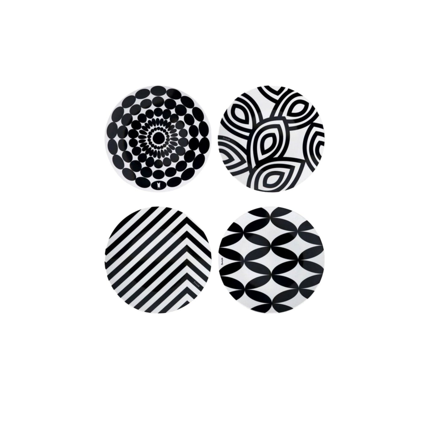 Black and White 9" Salad Plate Gift Box Set of 4 - Living - shop_name