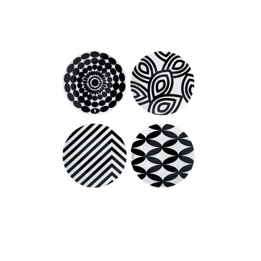 Black and White 9" Salad Plate Gift Box Set of 4 - Living - shop_name