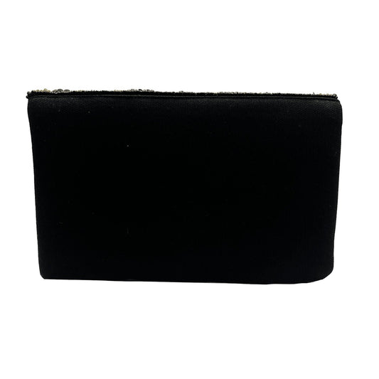 Black & Gold Sequin Striped Beaded Mini Clutch - For Her - shop_name