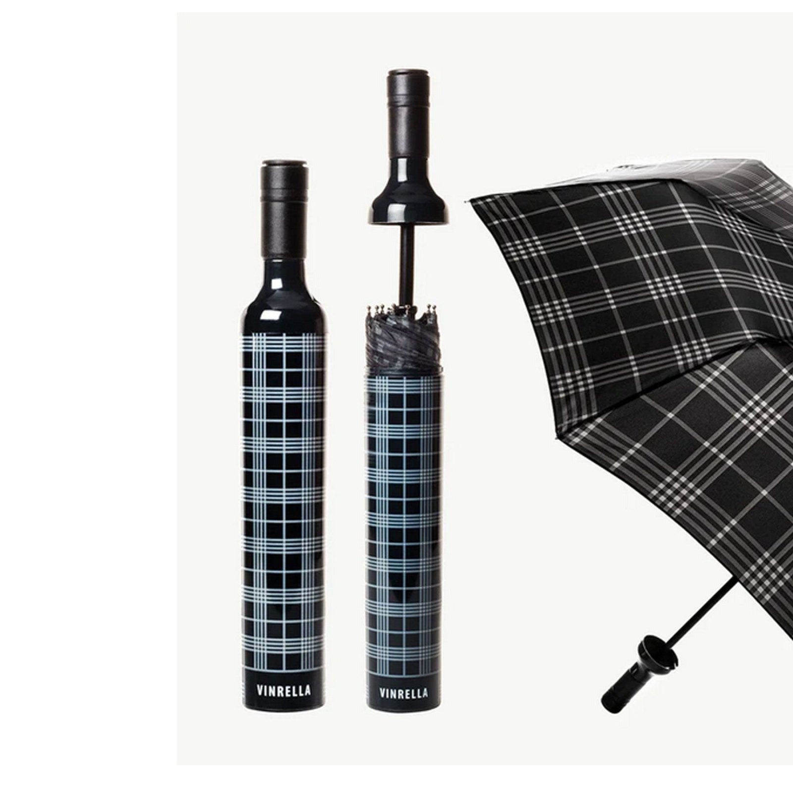 Black Plaid Bottle Umbrella - For Him - shop_name