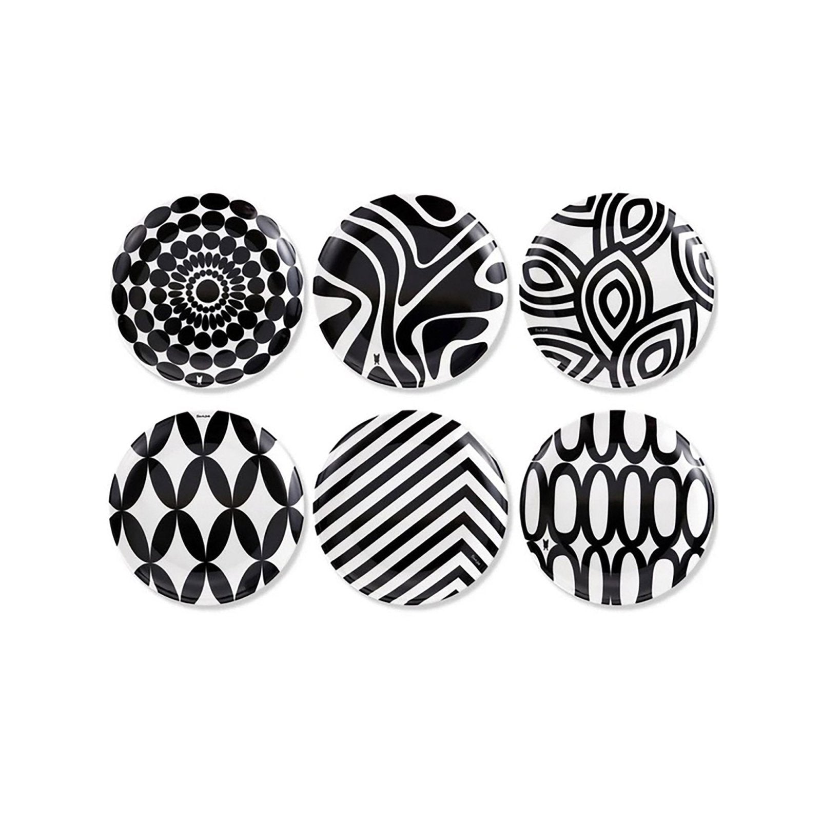 Black & White Appetizer Plate Set - 6 - piece - Living - shop_name