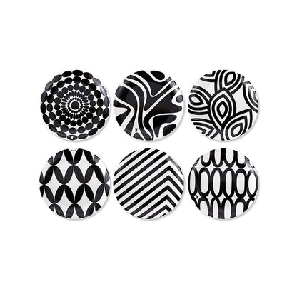 Black & White Appetizer Plate Set - 6 - piece - Living - shop_name