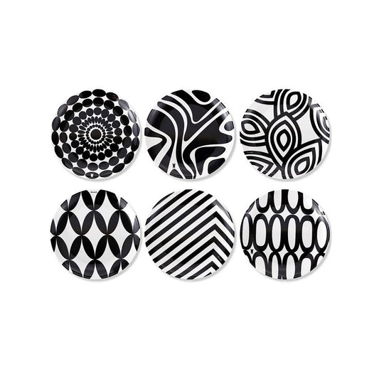 Black & White Appetizer Plate Set - 6 - piece - Living - shop_name