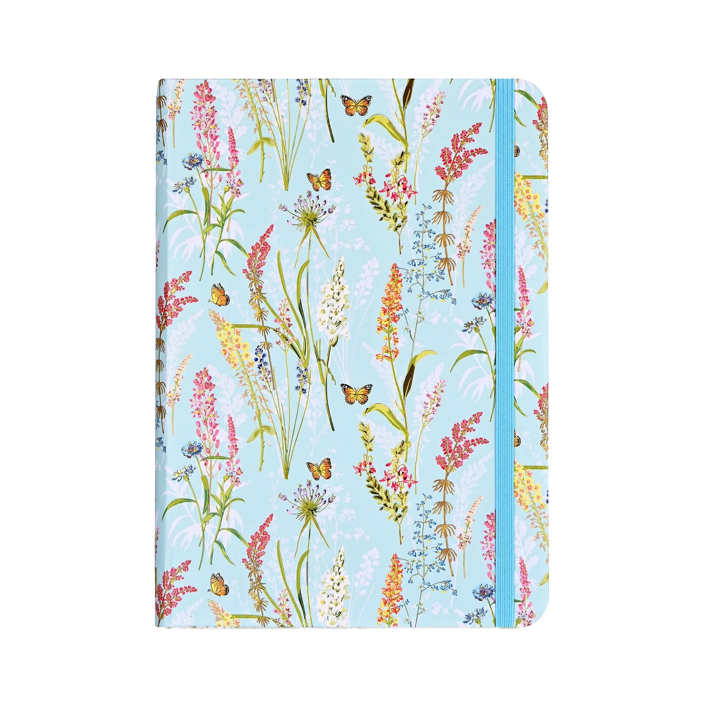 Notebook with floral design on a light blue background