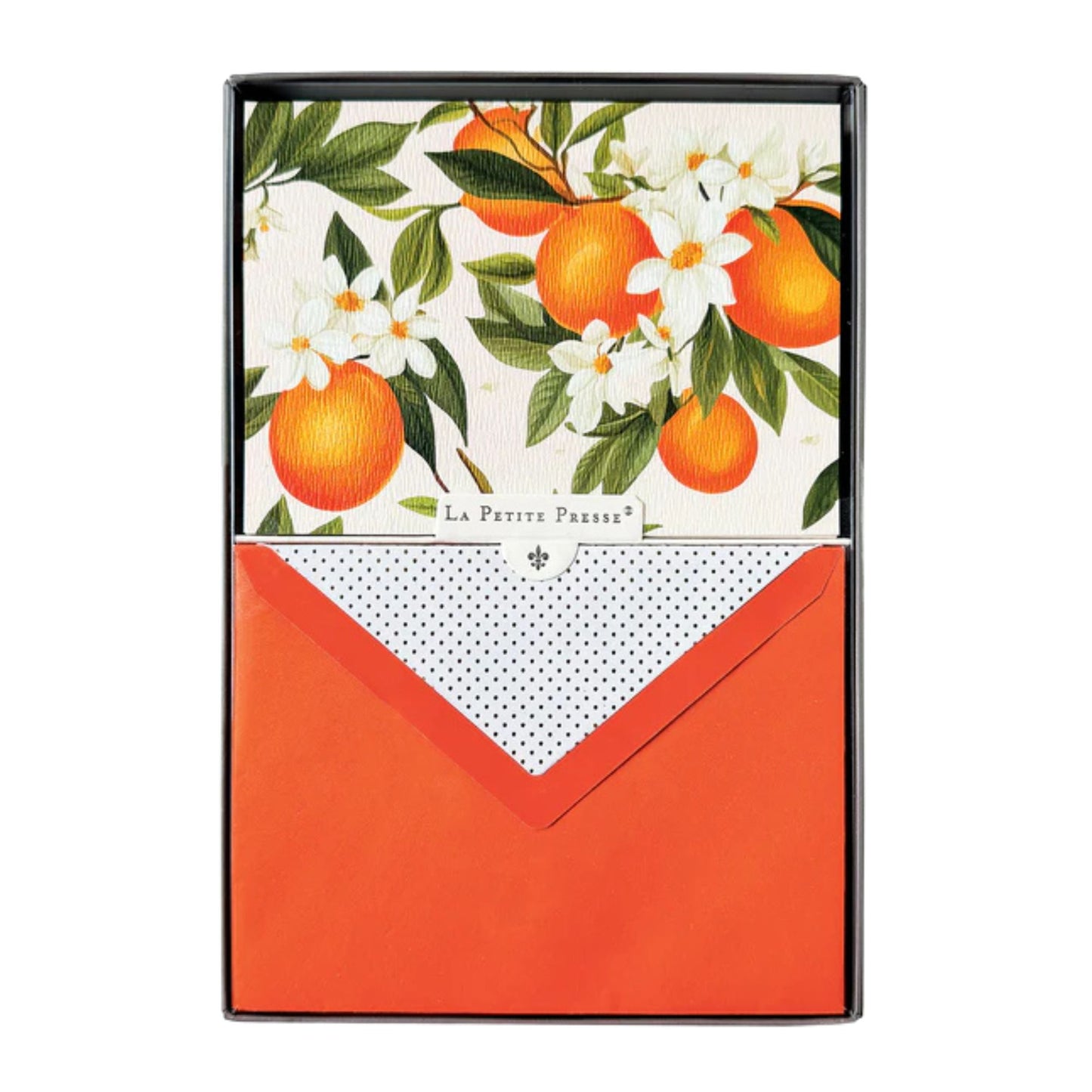 Notebook with orange and floral design on the cover