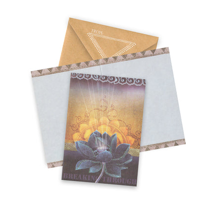 Greeting card with succulent design and envelope on a white background