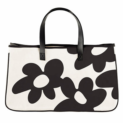 Canvas Tote - Flowers Black - For Her - shop_name