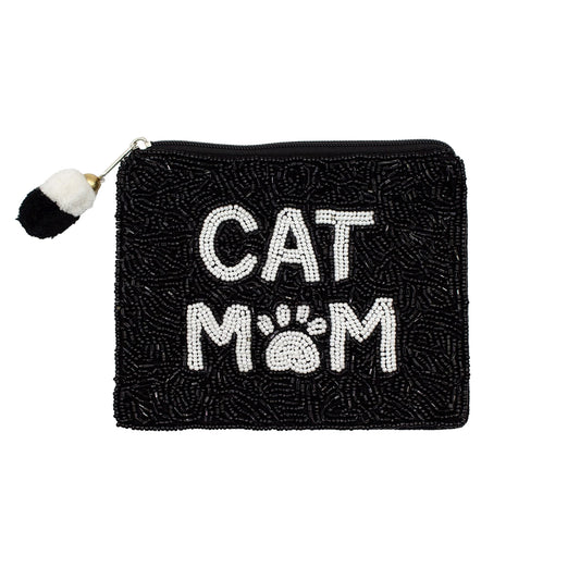 Beaded Coin Purse Cat Mom