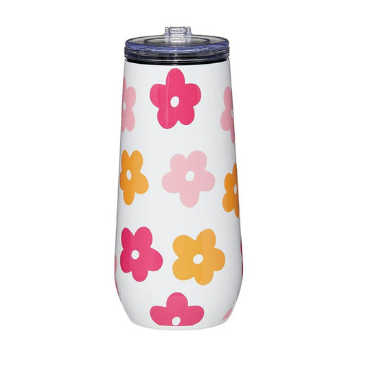 Tumbler with floral pattern on a white background