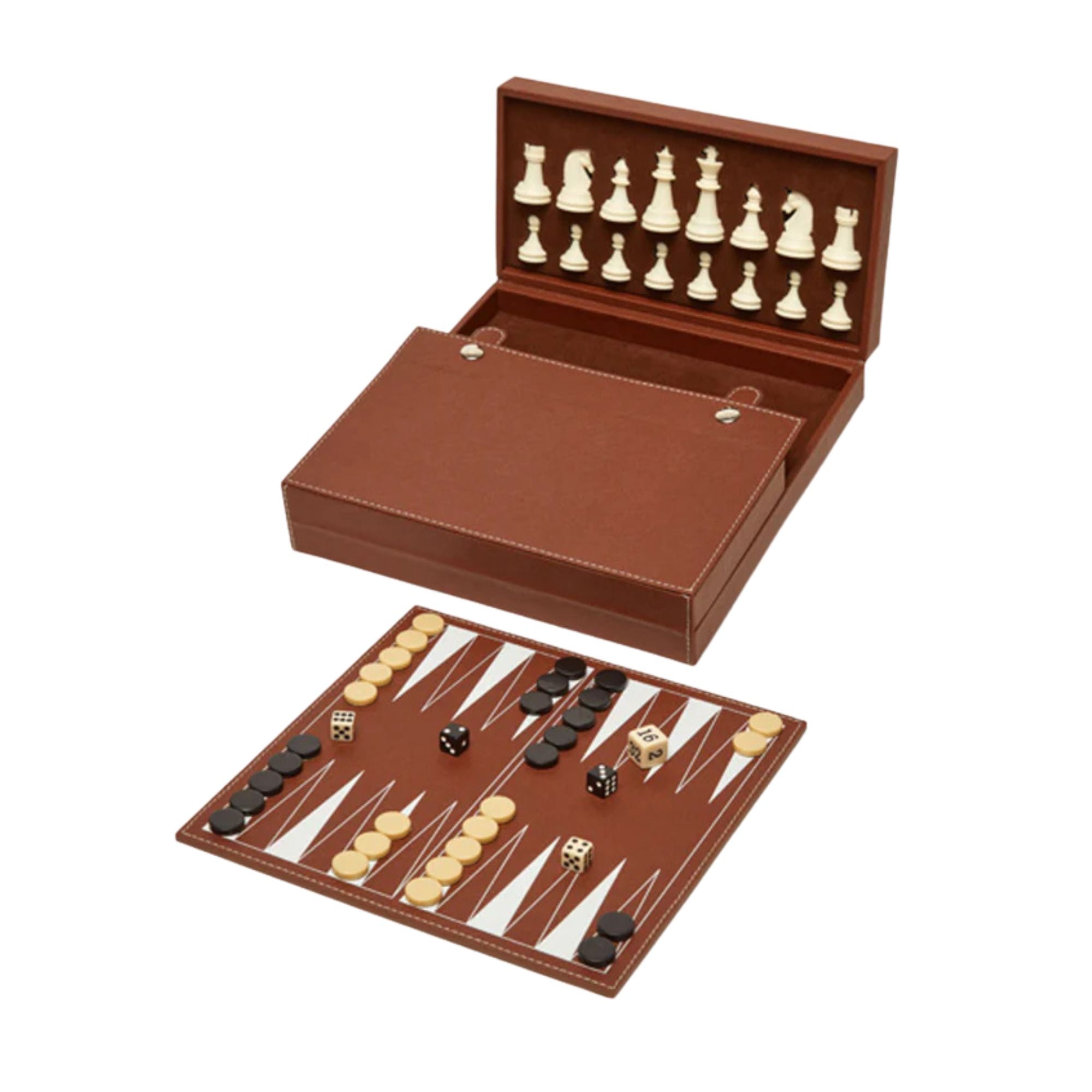 Ensemble de backgammon et d'échecs marron