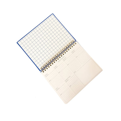 Cobalt Blue Fabric - Covered Spiral Weekly Desk Pad - Papergoods - shop_name