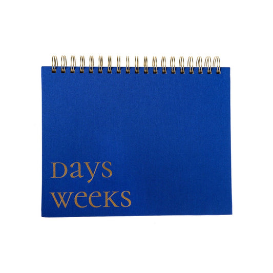 Cobalt Blue Fabric - Covered Spiral Weekly Desk Pad - Papergoods - shop_name