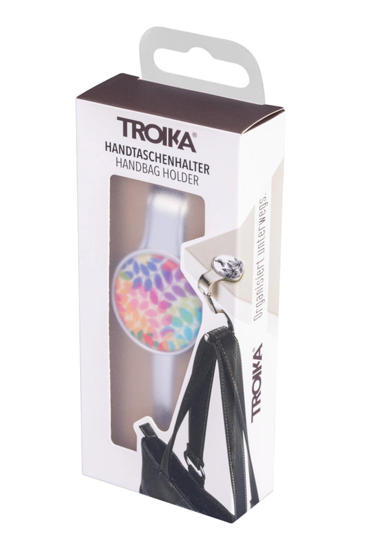 Troika handbag holder packaging with product inside on a white background