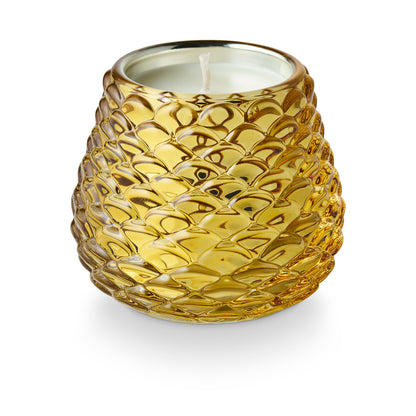 Grande bougie en verre craquelé en boîte, baume et cèdre