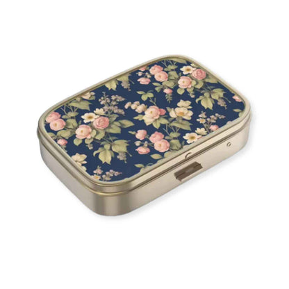 Rectangular Black Floral Pillbox