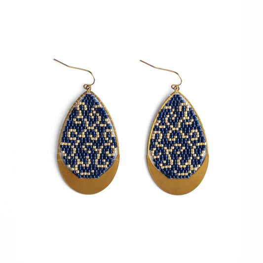 Gilded Teardrop Earrings (Blue)