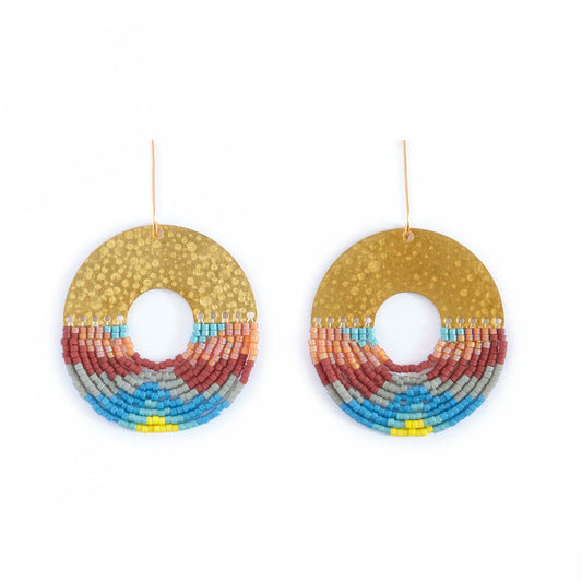 Organic Circular Earrings (Blue)