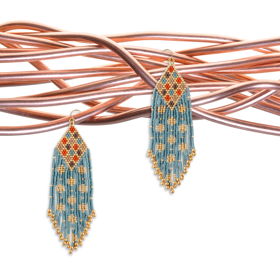 Sari Fringe Earrings (Blue)