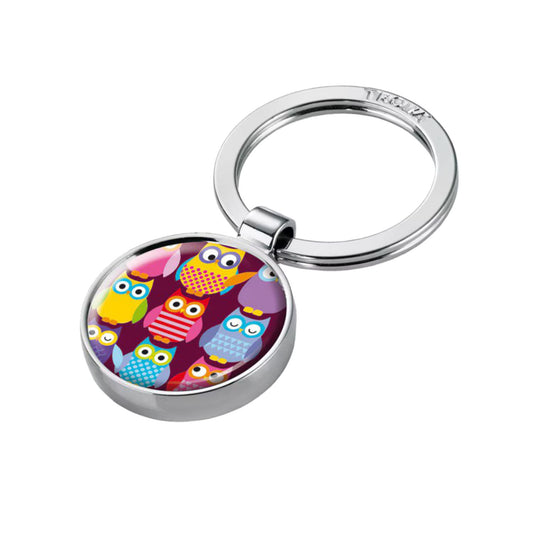 Keychain with colorful owl design on a white background