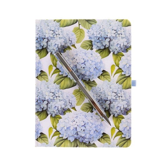 Fabric-Covered Journal with Pen - Hortensia 6 x 8