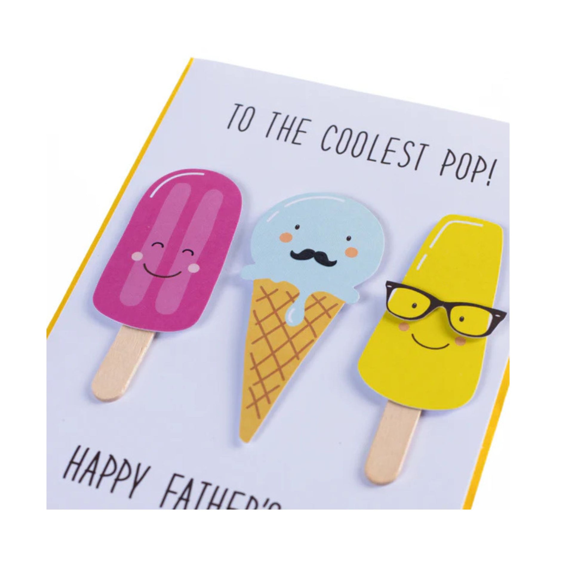 Father's Day card with colorful popsicle illustrations on a white background
