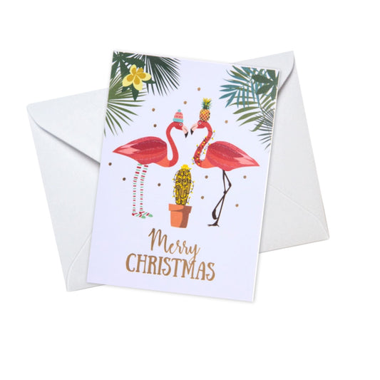 Christmas Flamingos & Cactus