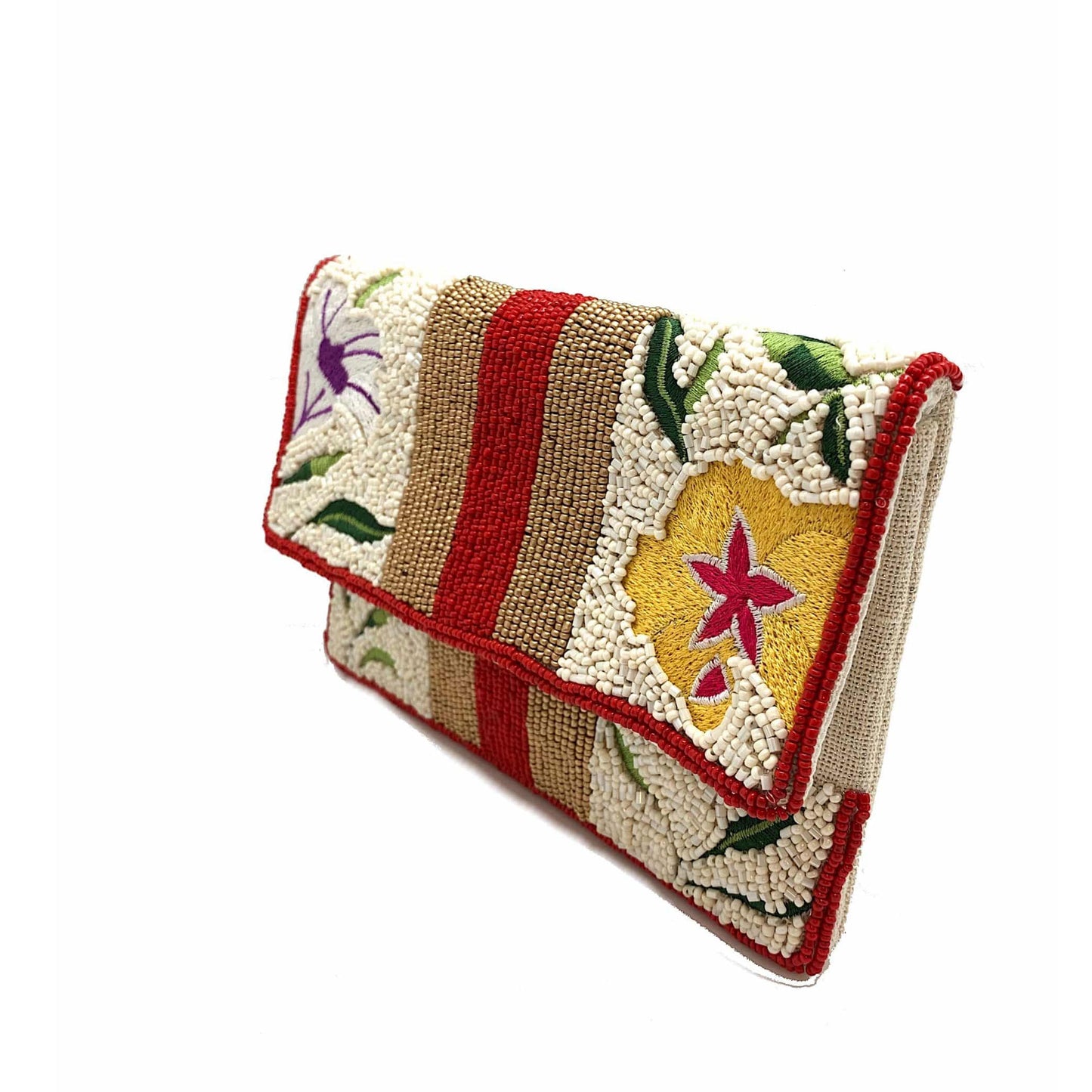 Mini pochette perlée Floral Elegance