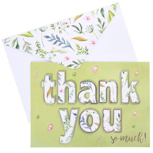 Floral Thank You Thank You Handmade Card - Papergoods - shop_name
