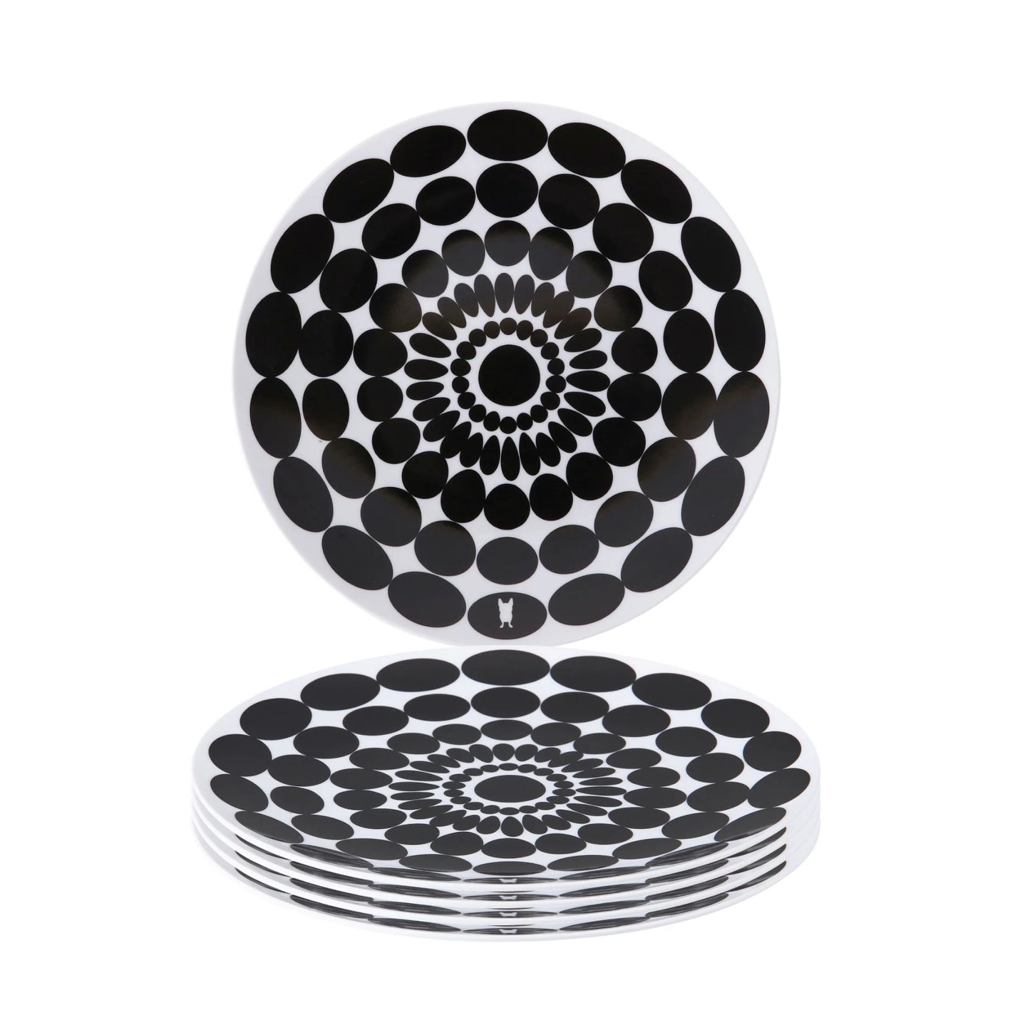 Black and White 9" Salad Plate Gift Box Set of 4