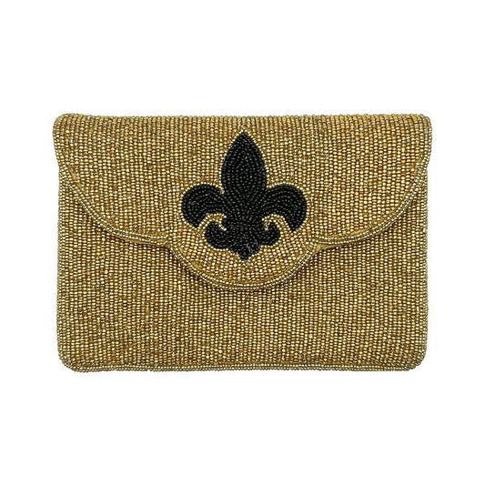 Gold Fleur de Lis Beaded Mini Clutch - For Her - shop_name