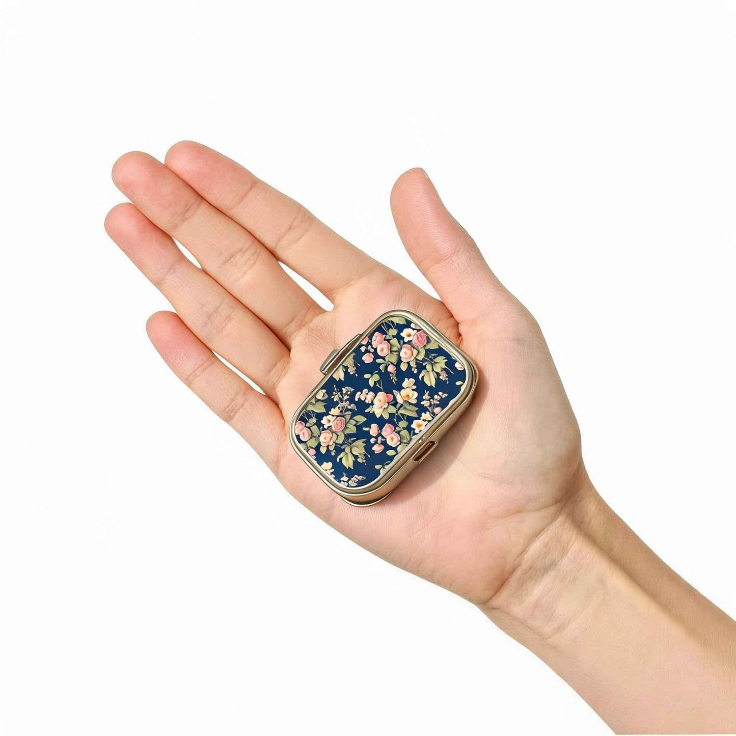 Rectangular Black Floral Pillbox