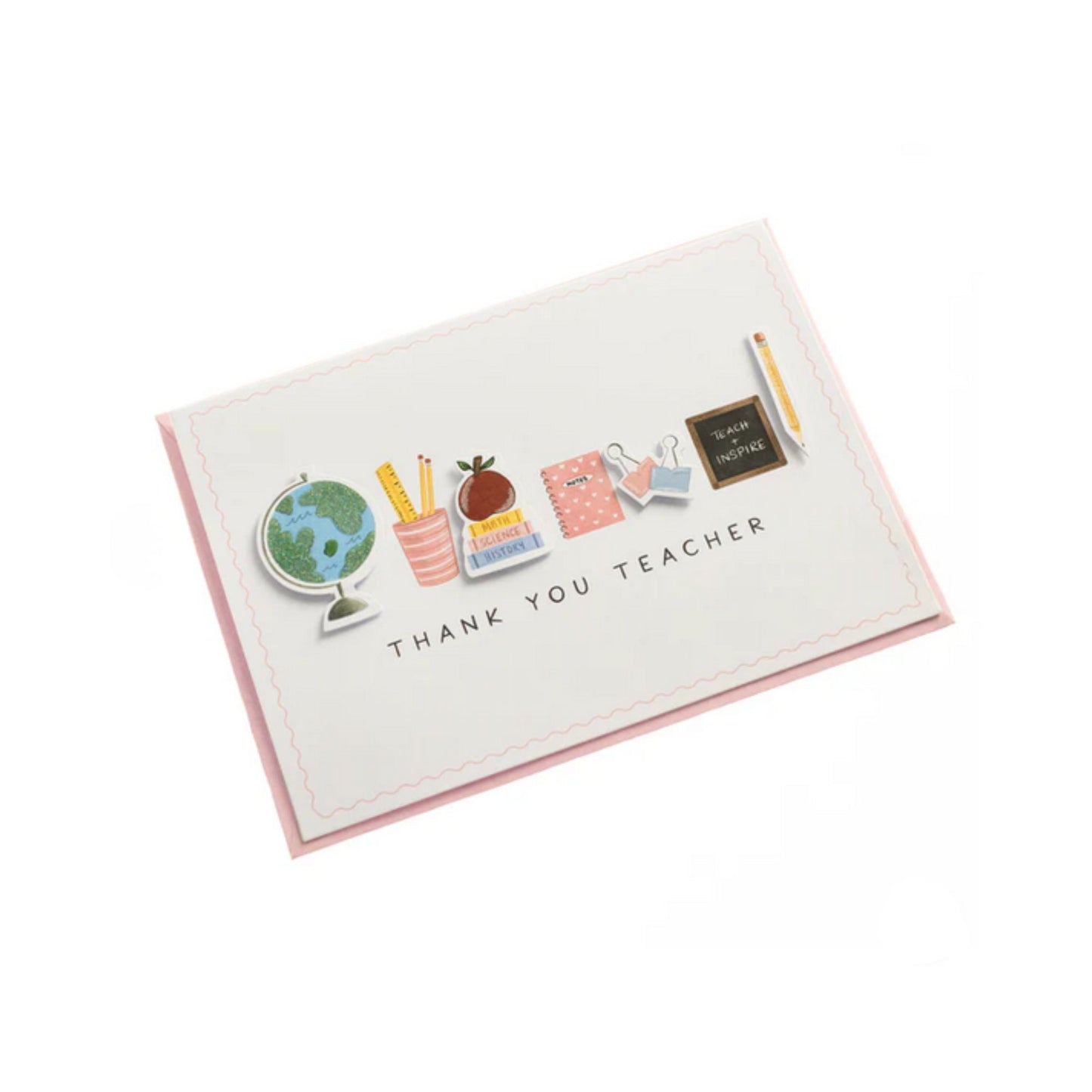 Tank You Teacher Greeting Card with Handmade Classroom Icons