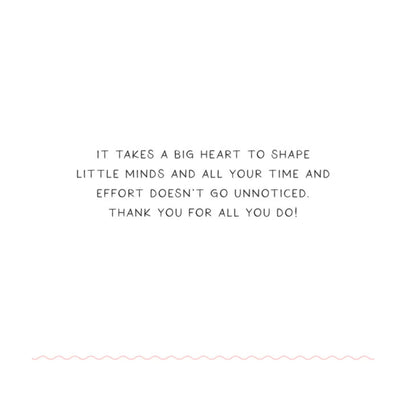 Thank you message for educators on a white background