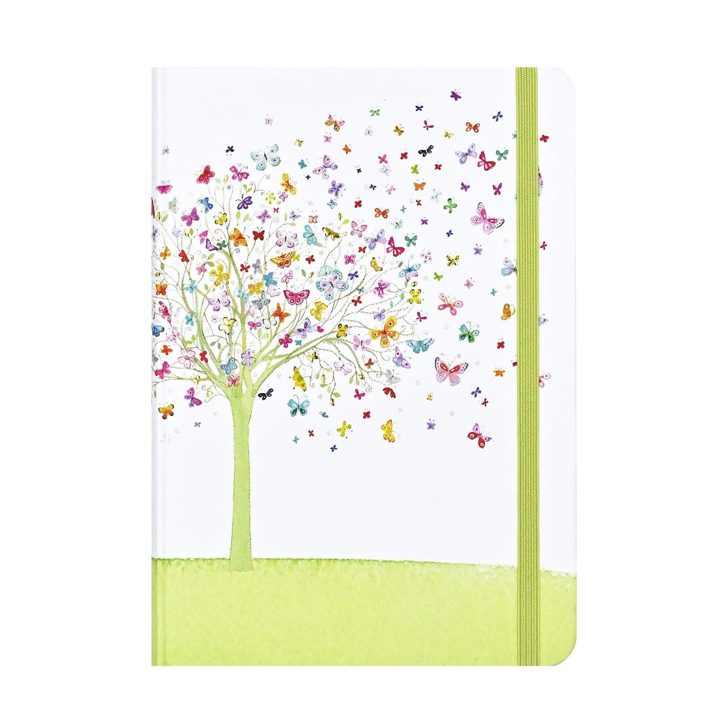 Notebook with a colorful butterfly tree design on the cover