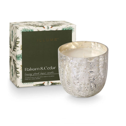 Large Boxed Crackle Glass Candle Balsam & Cedar - Candle - shop_name