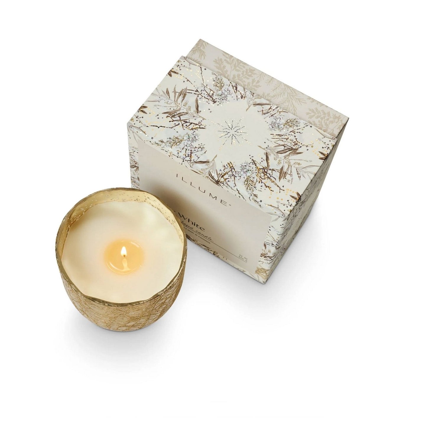 Large Boxed Crackle Glass Candle Winter White - Candle - shop_name