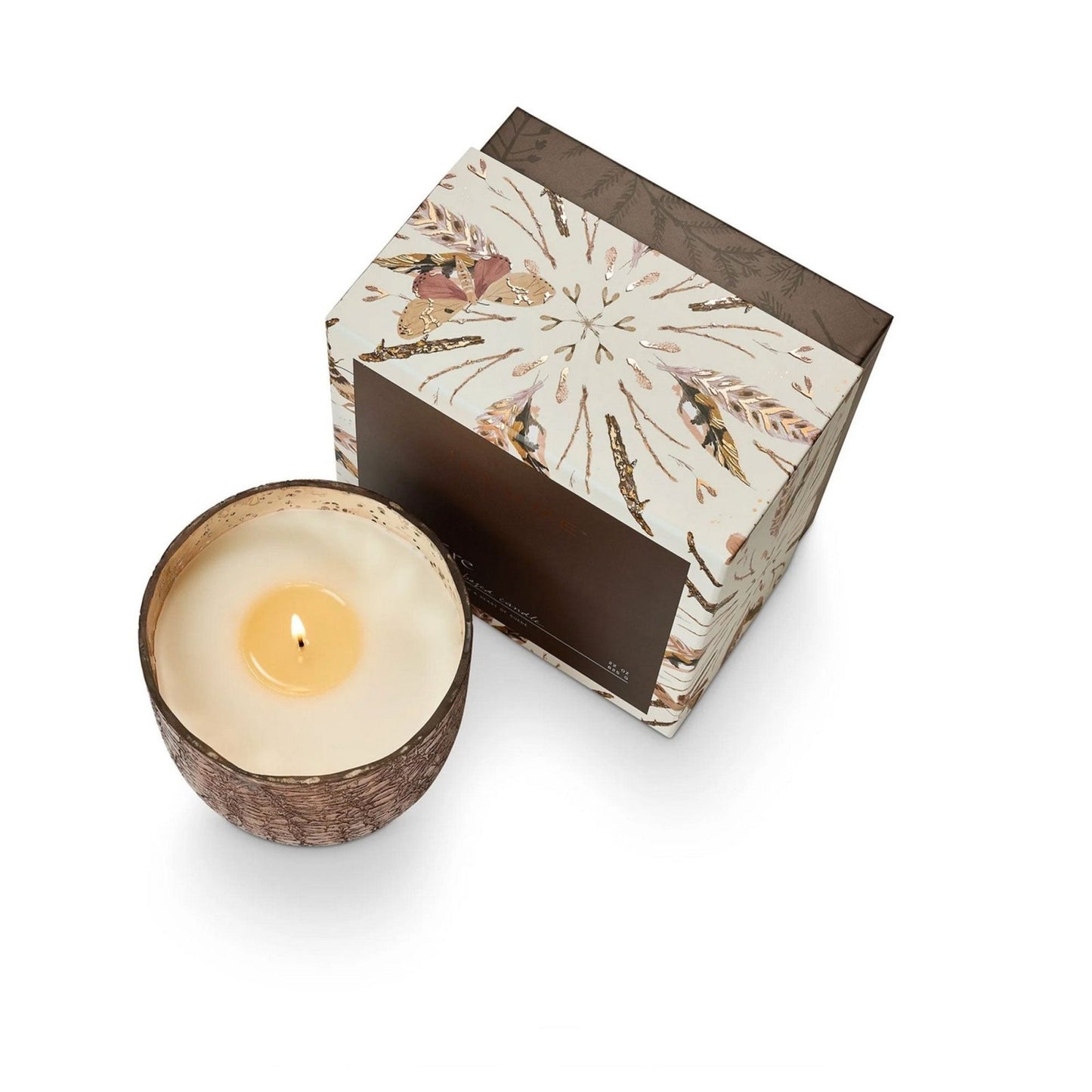 Large Boxed Crackle Glass Candle Woodfire - Candle - shop_name