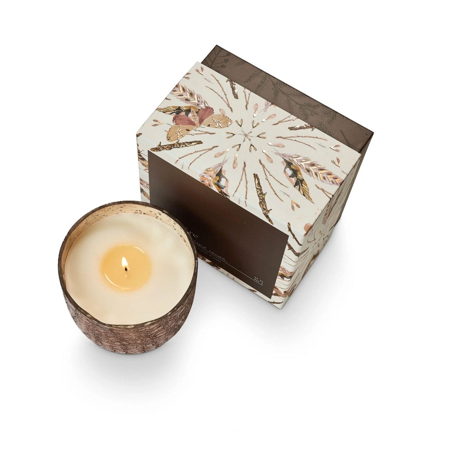 Large Boxed Crackle Glass Candle Woodfire - Candle - shop_name