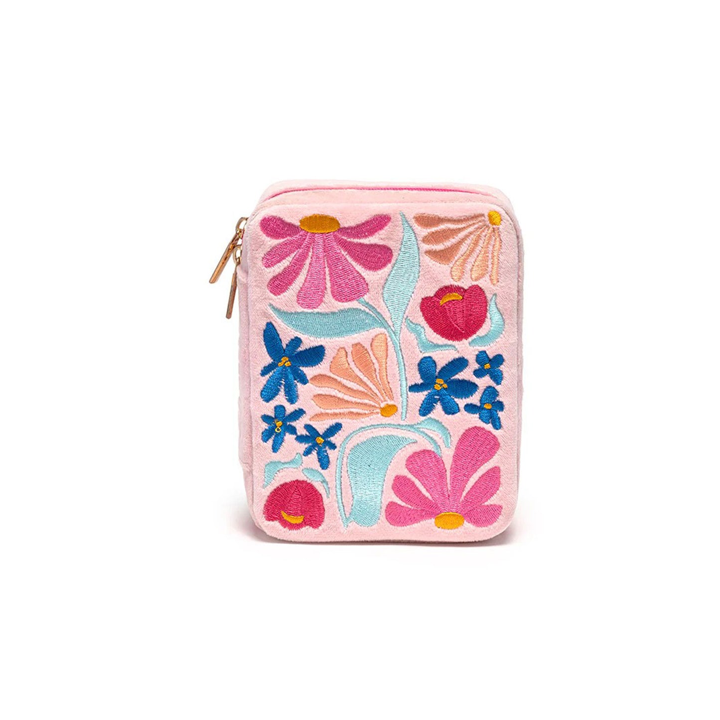 Retro Flower Jewelry Zip Case