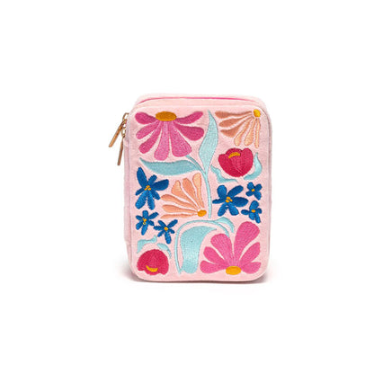 Retro Flower Jewelry Zip Case