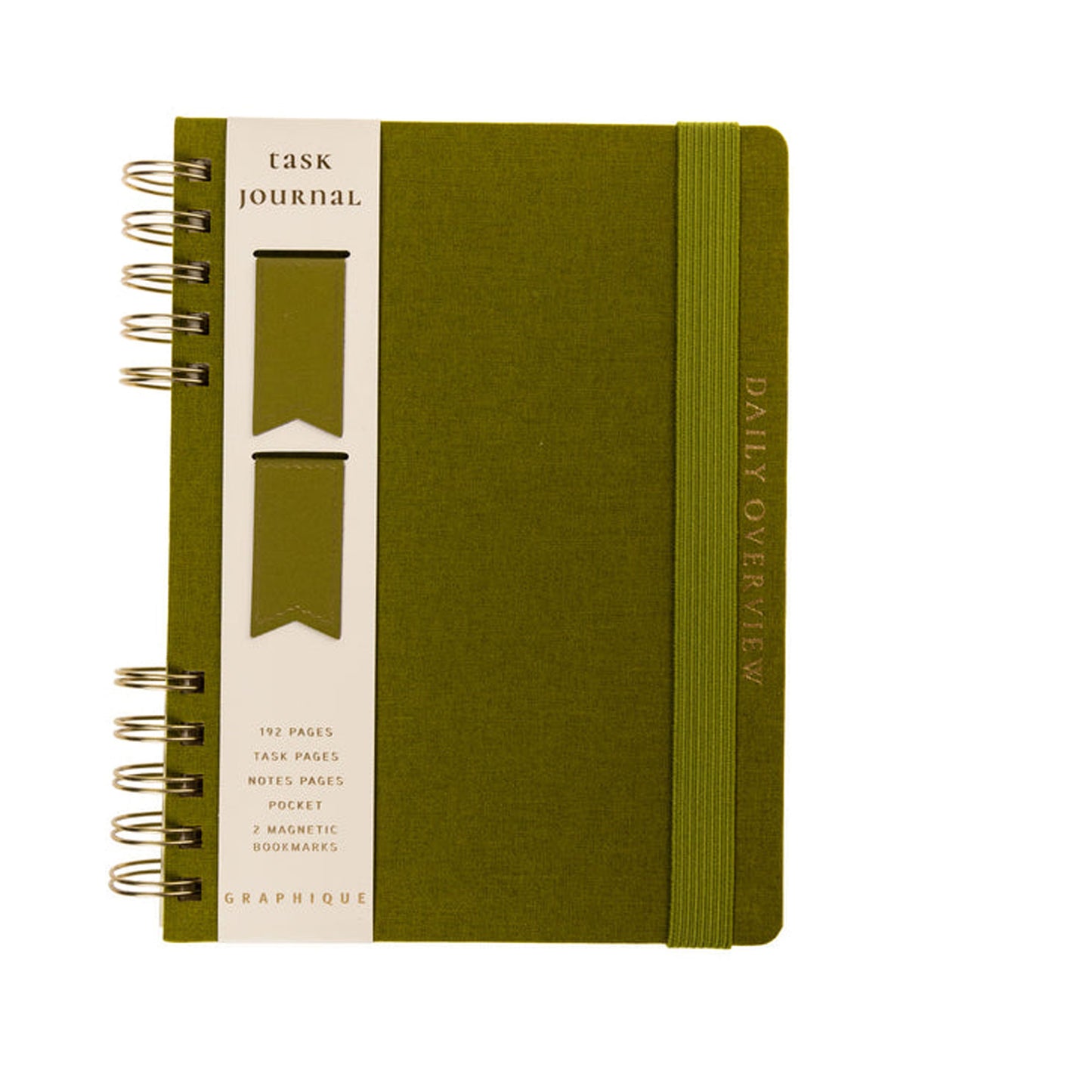 Olive Green 6 x 8 Fabric-Covered Journal with Magnetic Bookmarks