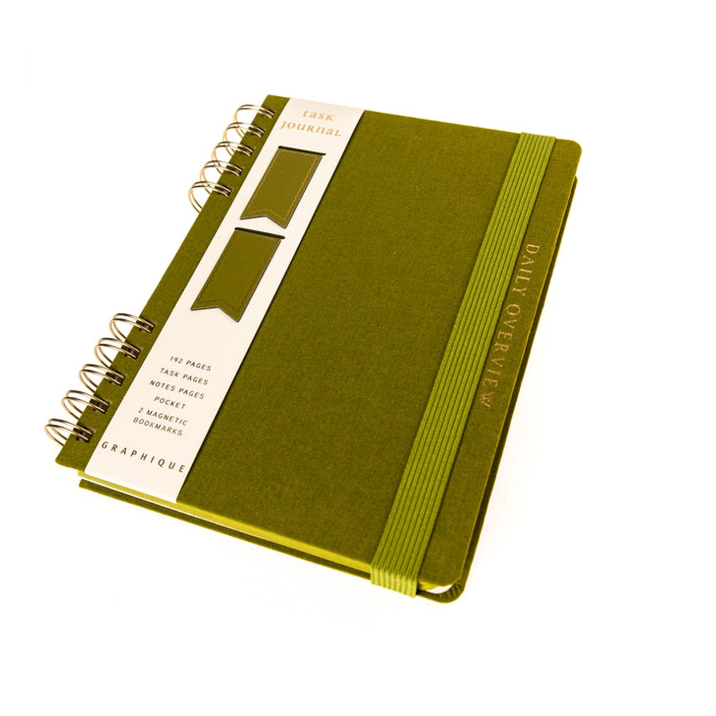Olive Green 6 x 8 Fabric-Covered Journal with Magnetic Bookmarks