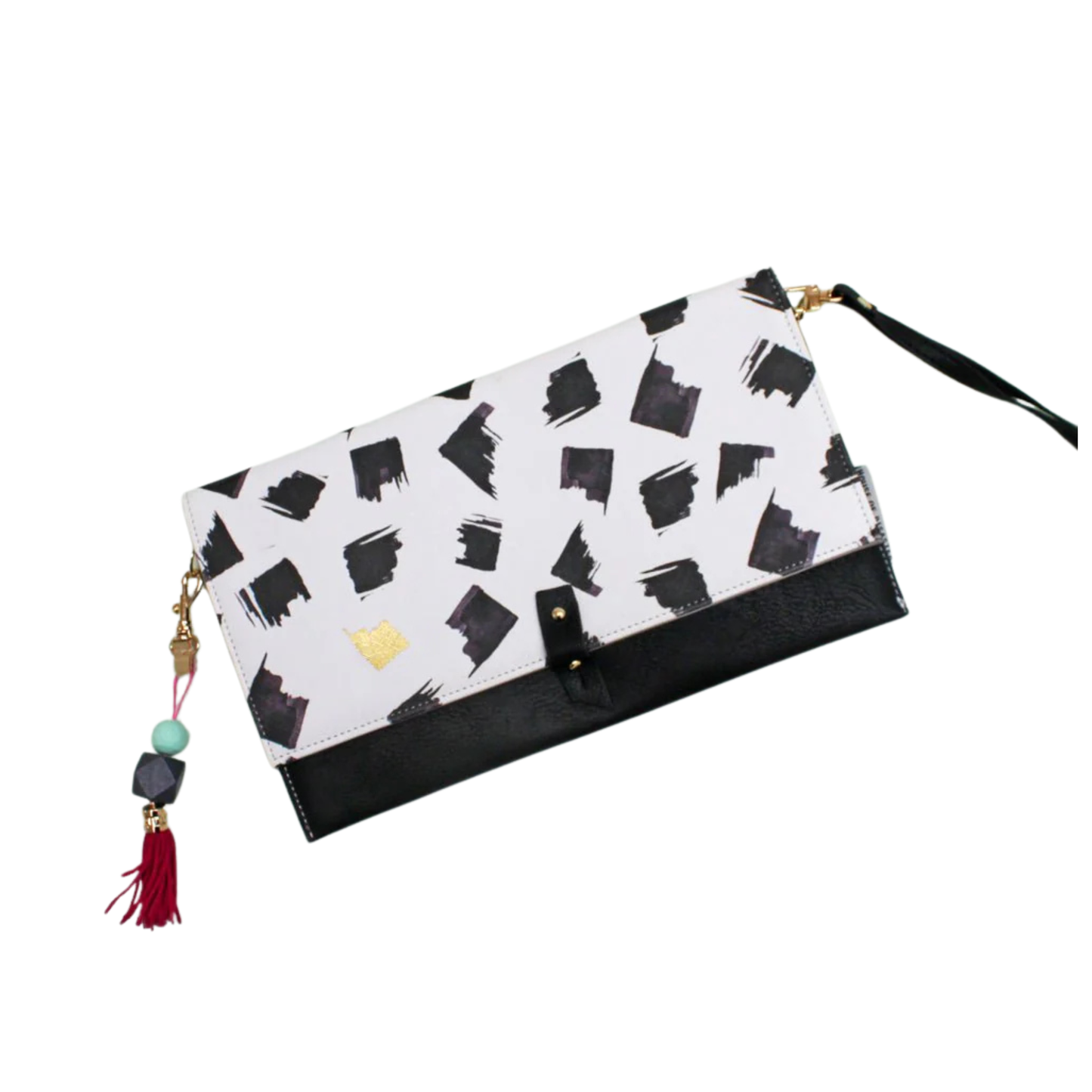 Pochette perlée à grandes feuilles