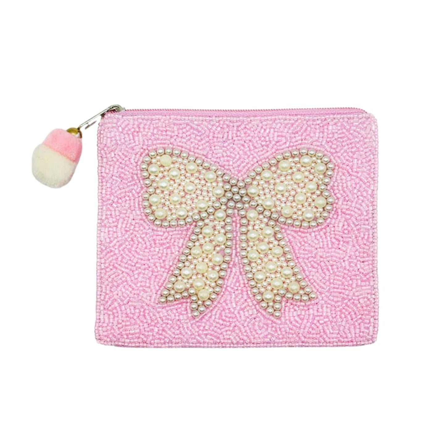Pearl Bow  Beaded Coin Pouch