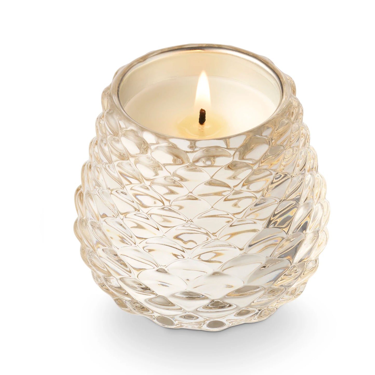Winter-White Pinecone Glass Candle