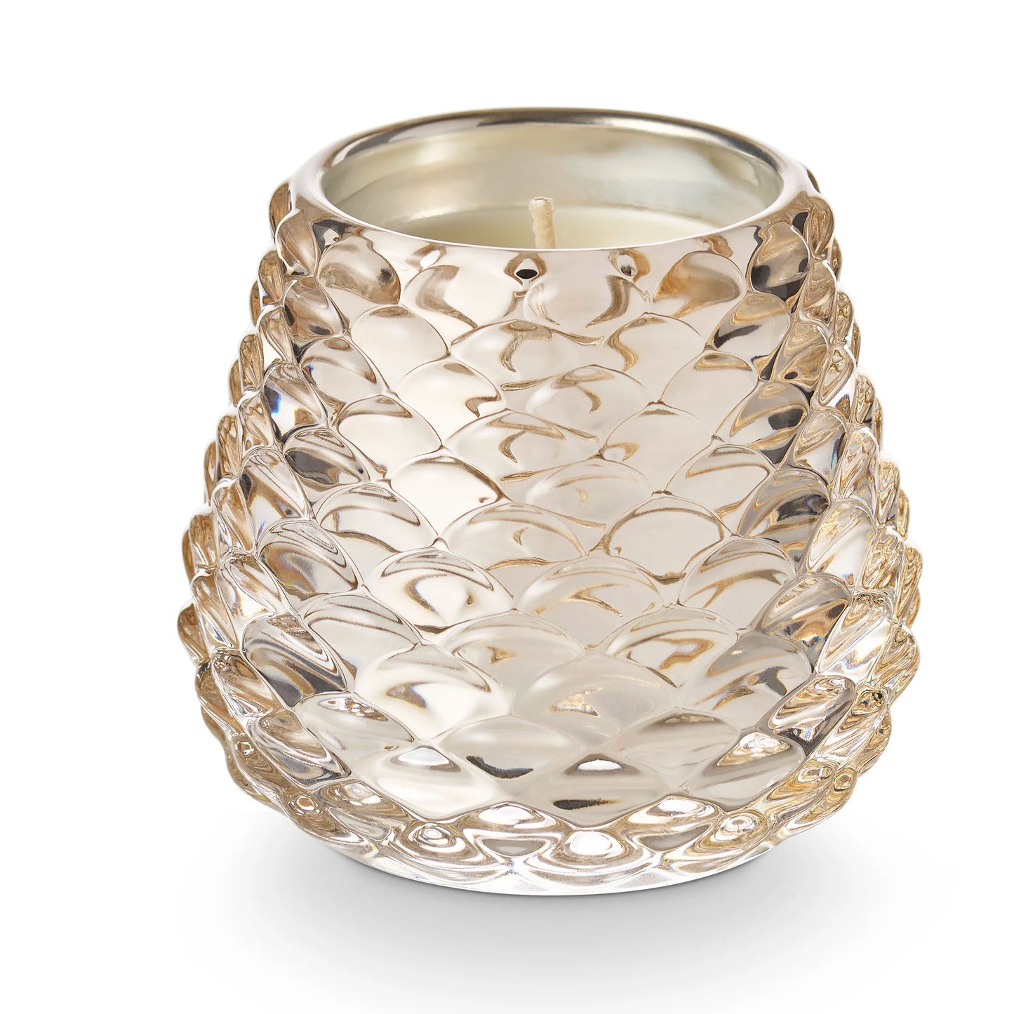 Winter-White Pinecone Glass Candle