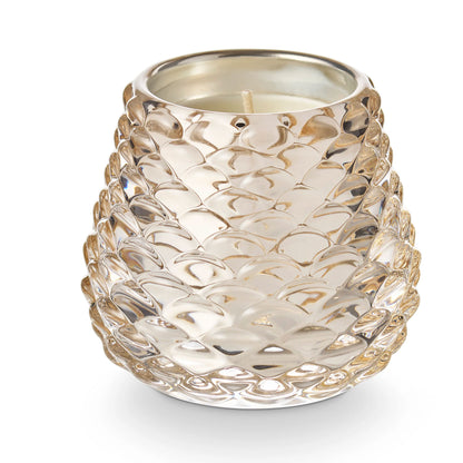 Winter-White Pinecone Glass Candle