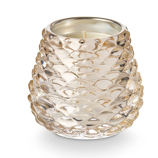 Winter-White Pinecone Glass Candle
